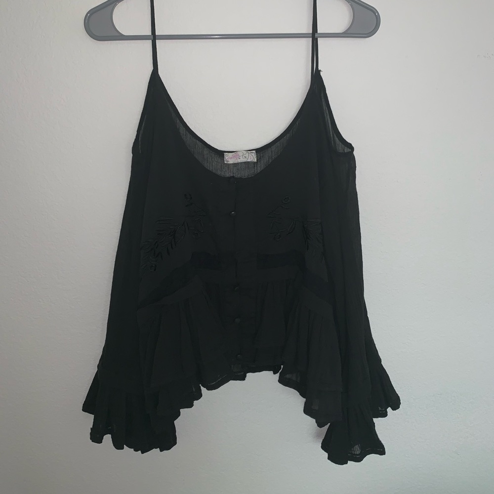 Free People X Woodstock Gauze Open Shoulder Top
